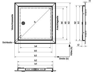 skizze Revisionstür Energie Solid 400 x 400mm, luft-, staubdicht, und gedämmt